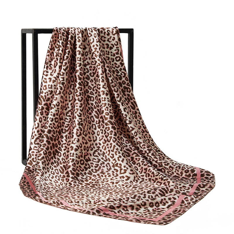 Satin Scarf Factory - OEM 90x90cm Leopard Print Square Headscarf