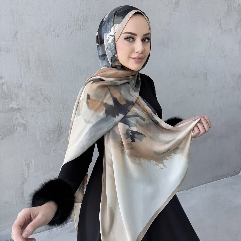 Printed Silk Chiffon Scarf Factory - OEM Thin Long Breathable Shawl