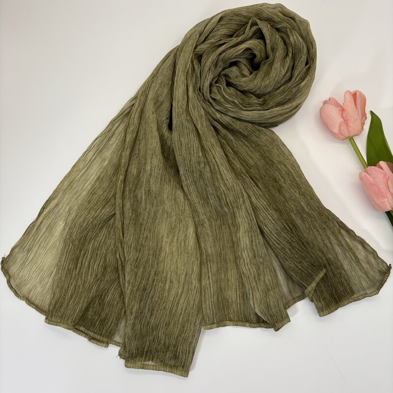 Silk Wrinkle Hijab Factory - OEM Dirty Dyeing Plain Unique Veil