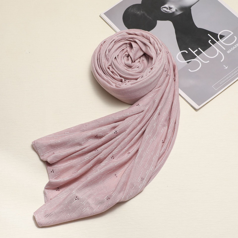Jacquard Jersey Scarf Factory - OEM Rhinestone Wavy Design Hijab