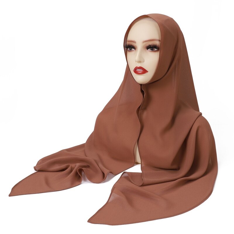 Hooded Chiffon Wrap Factory - OEM Built-in Magnetic Buckle Instant Hijab