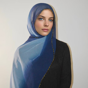 Pearl Chiffon Scarf Factory - OEM Metal Bead Chain Ombre Party Hijab