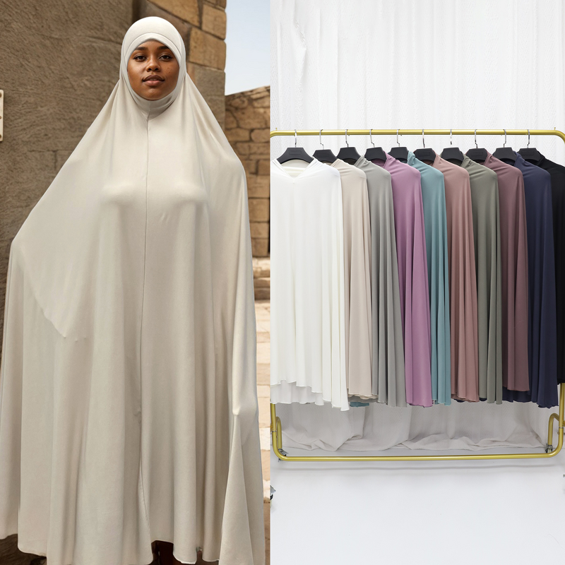 Crystal Hemp Khimar Factory - OEM Sleeveless Overhead Long Prayer Abaya
