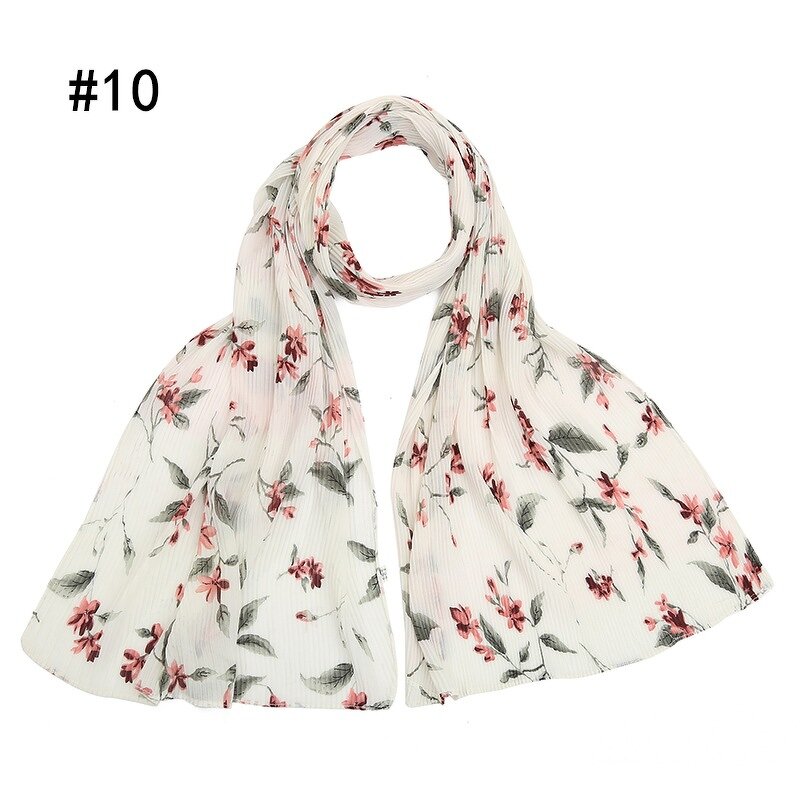 Printed Chiffon Hijab Supplier - Bulk Pleated Floral Veil