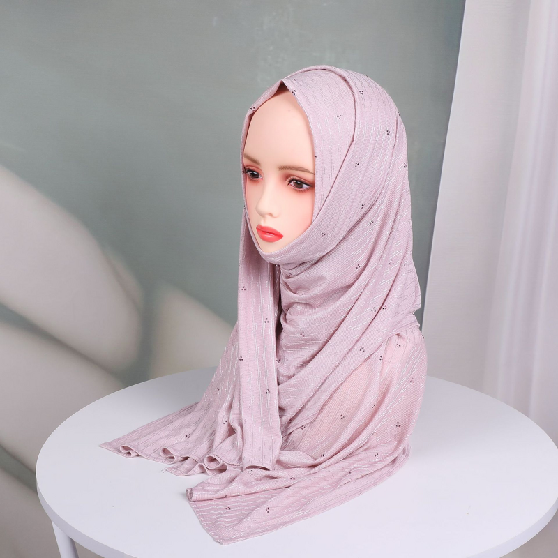 Jacquard Jersey Scarf Factory - OEM Rhinestone Wavy Design Hijab