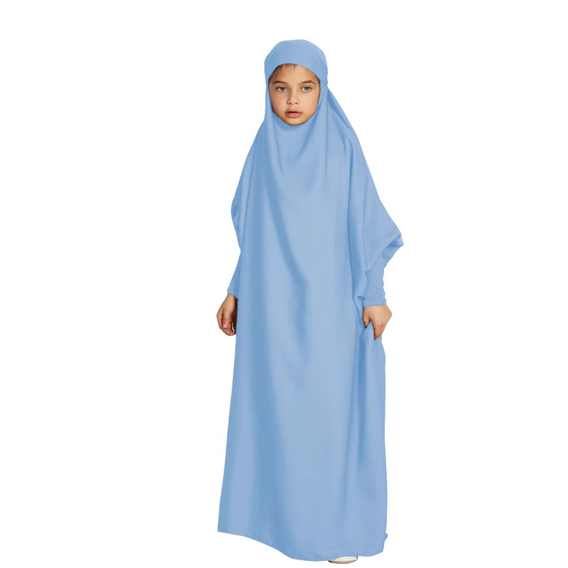 Kids Khimar Prayer Dress Manufacturer - Bulk Bat Sleeve One Piece Eid Jilbab