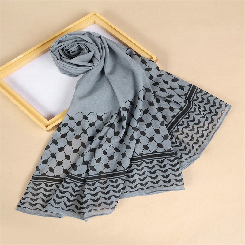 Printed Chiffon Keffiyeh Factory - OEM Arab Shawl Palestine Hijab