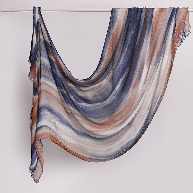 Rayon Crinkle Shawl Factory - Bulk Ombre Striped Printed Viscose Scarf