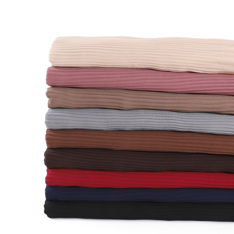 Pleated Chiffon Hijab Manufacturer - Bulk Crinkled Ruffled Long Scarf