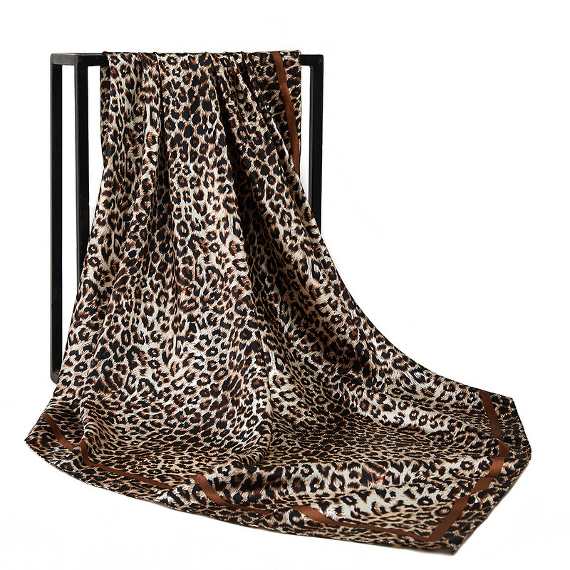Satin Scarf Factory - OEM 90x90cm Leopard Print Square Headscarf