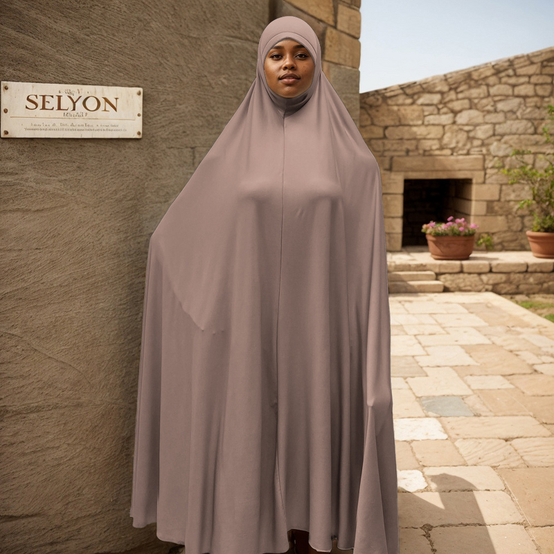 Crystal Hemp Khimar Factory - OEM Sleeveless Overhead Long Prayer Abaya