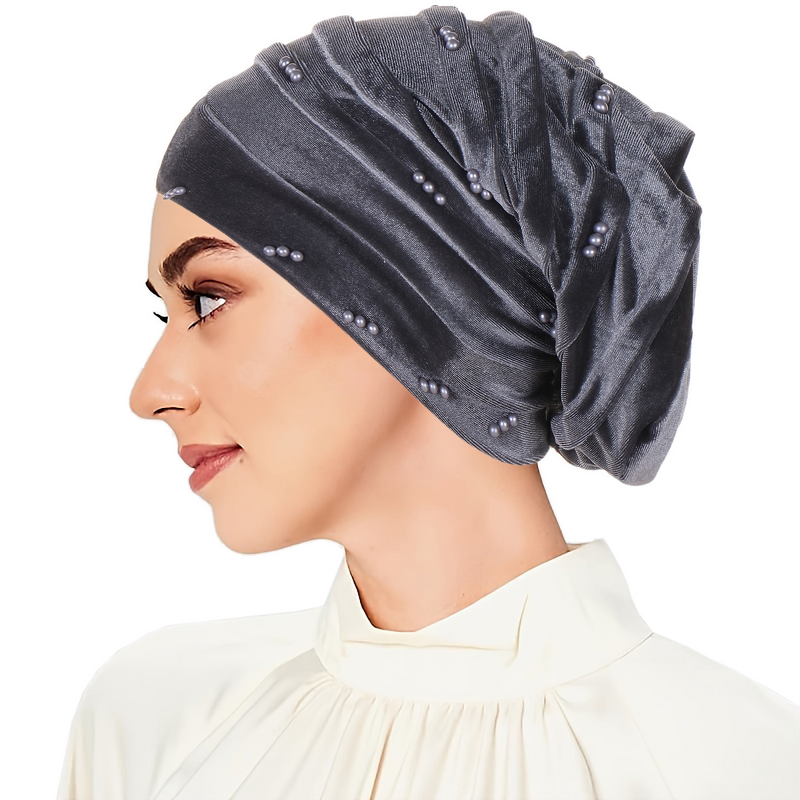 Velvet Turban Hat Factory - OEM Pleated Beaded African Bonnet