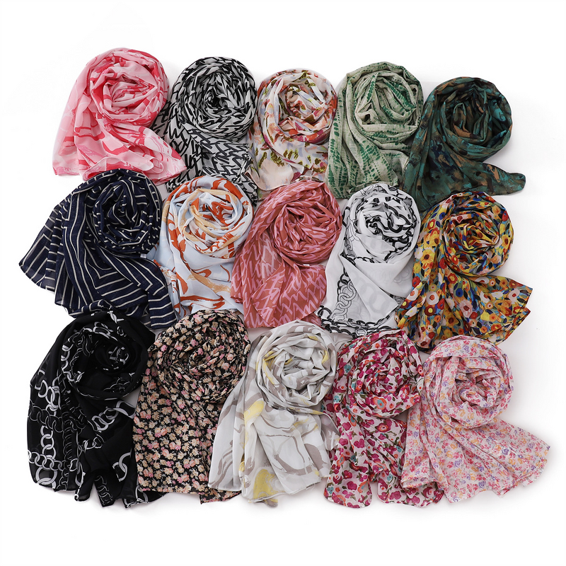 Printed Chiffon Hijab Supplier - Wholesale Floral Lightweight Shawl