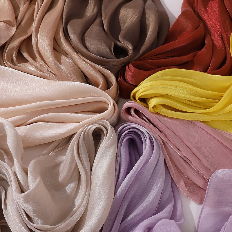 Shiny Chiffon Hijab Supplier - Wholesale Thin Textured Silk Scarf