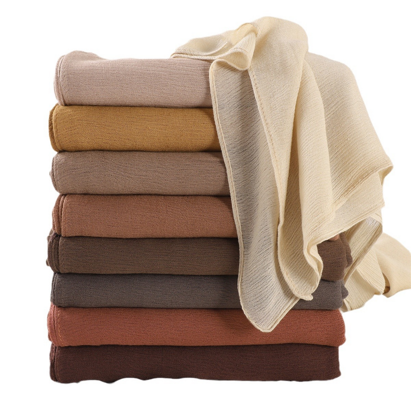 Rayon Wrinkle Hijab Manufacturer - Bulk Solid Color Crinkle Casual Wrap