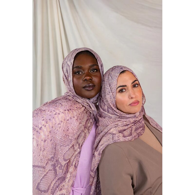 Cotton Hijab Factory - Custom Golden Snake Print Lightweight Shawl