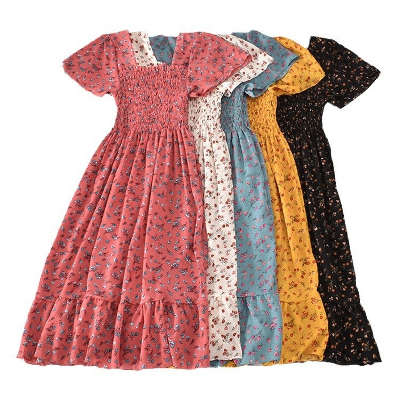 Waist Slimming Dress Supplier - OEM Floral A-line Long Tunic Dress