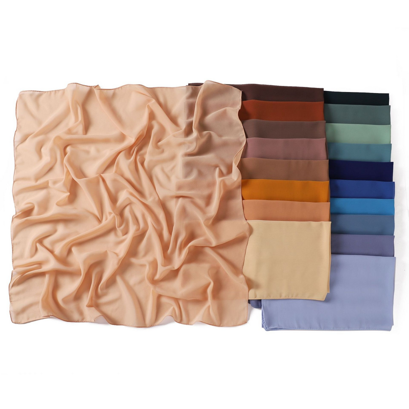 Square Chiffon Hijab Factory - OEM Solid Pearl Scarf 90x90cm