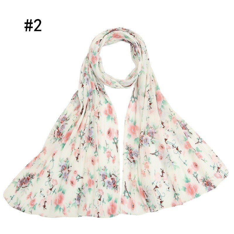 Printed Chiffon Hijab Supplier - Bulk Pleated Floral Veil