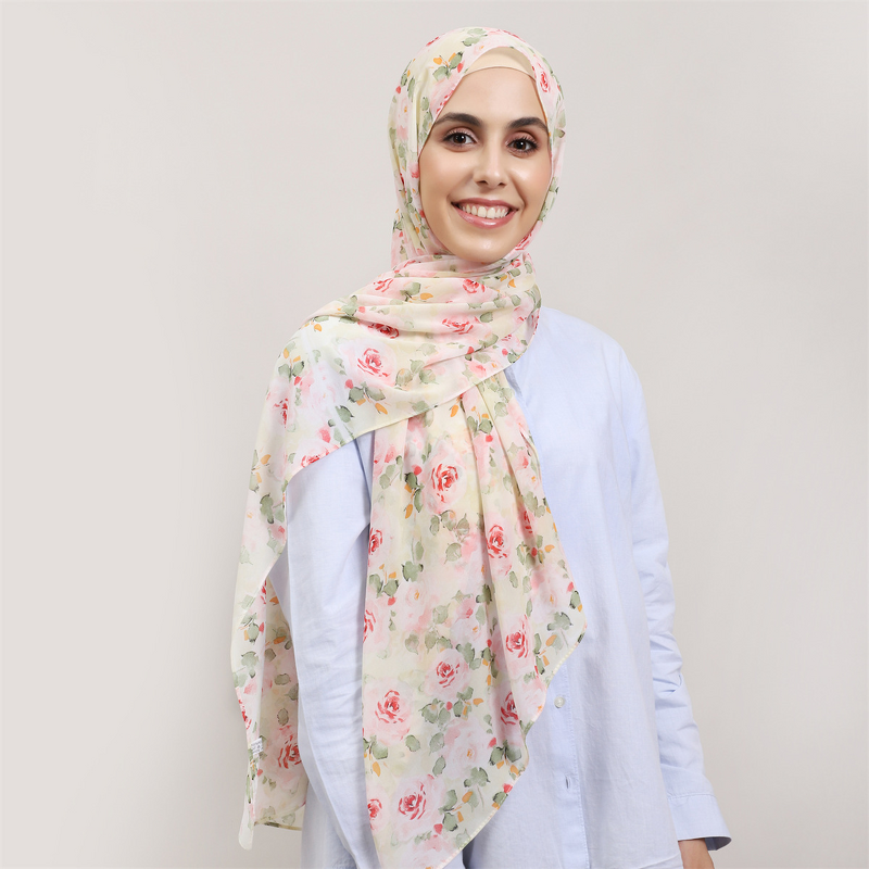 Printed Chiffon Hijab Supplier - Wholesale Floral Lightweight Shawl