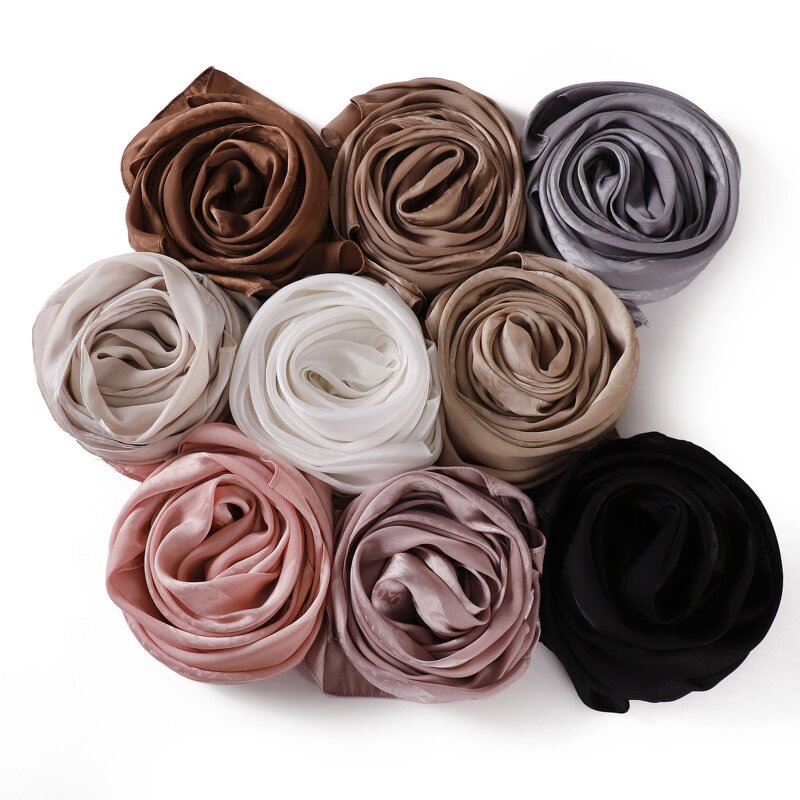 Satin Silk Hijab Factory - OEM Jacquard Leopard Print Wide Stripe Scarf