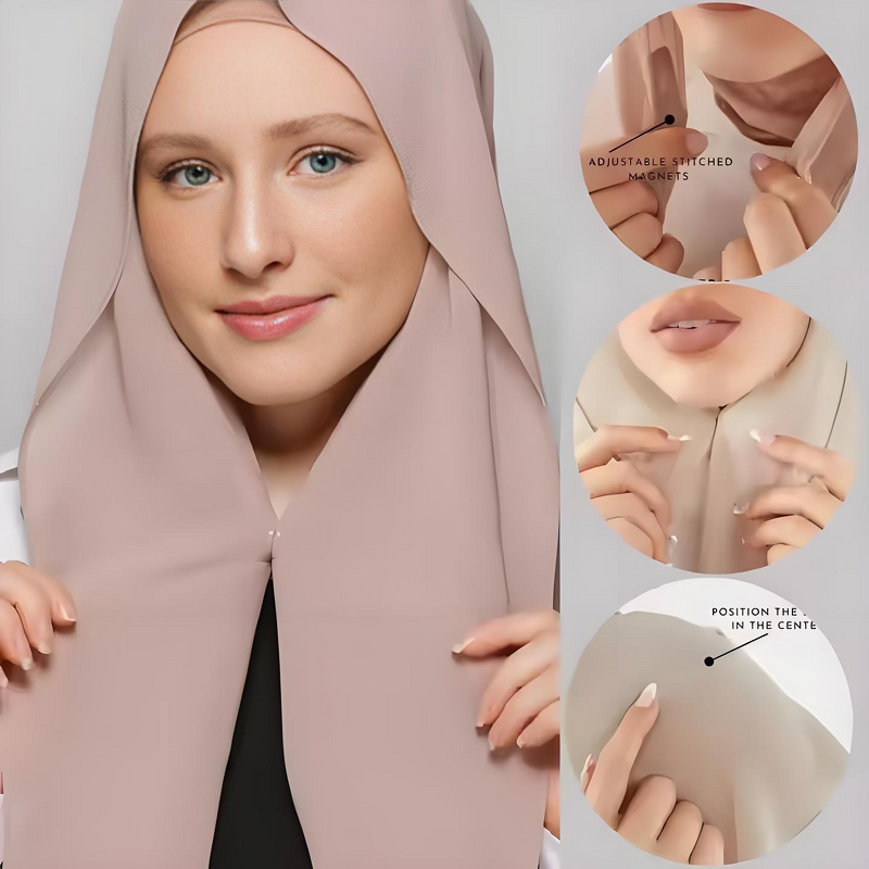 Instant Chiffon Hijab Supplier - OEM Pinless Built-in Magnets Scarf