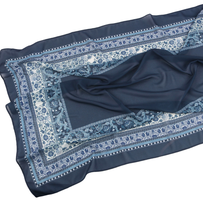 Printed Silk Chiffon Scarf Factory - OEM Thin Long Breathable Shawl