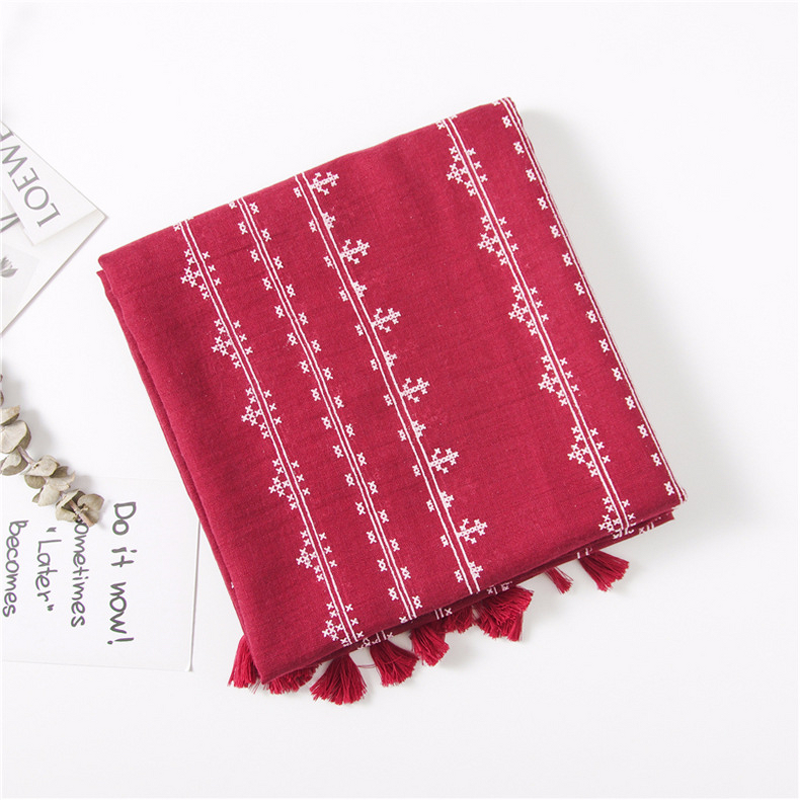 Voile Print Tassel Scarf Supplier - OEM Thin Breathable Sun Protection Wrap