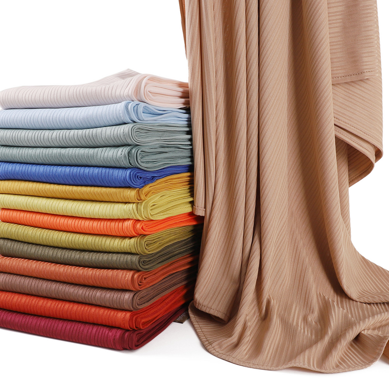 Ribbed Polyester Hijab Supplier - Bulk Solid Color Turban Shawl