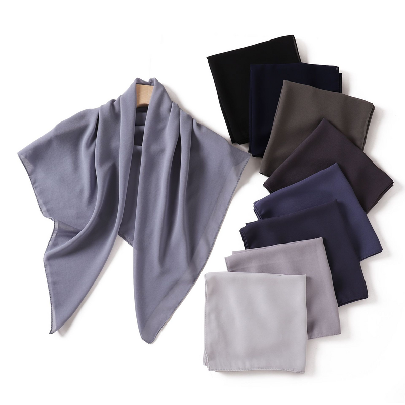 Square Chiffon Hijab Factory - OEM Solid Pearl Scarf 90x90cm
