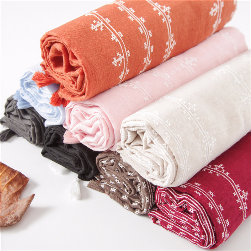 Voile Print Tassel Scarf Supplier - OEM Thin Breathable Sun Protection Wrap