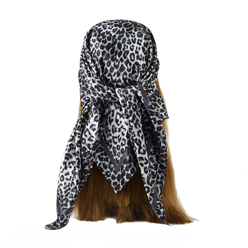 Satin Scarf Factory - OEM 90x90cm Leopard Print Square Headscarf