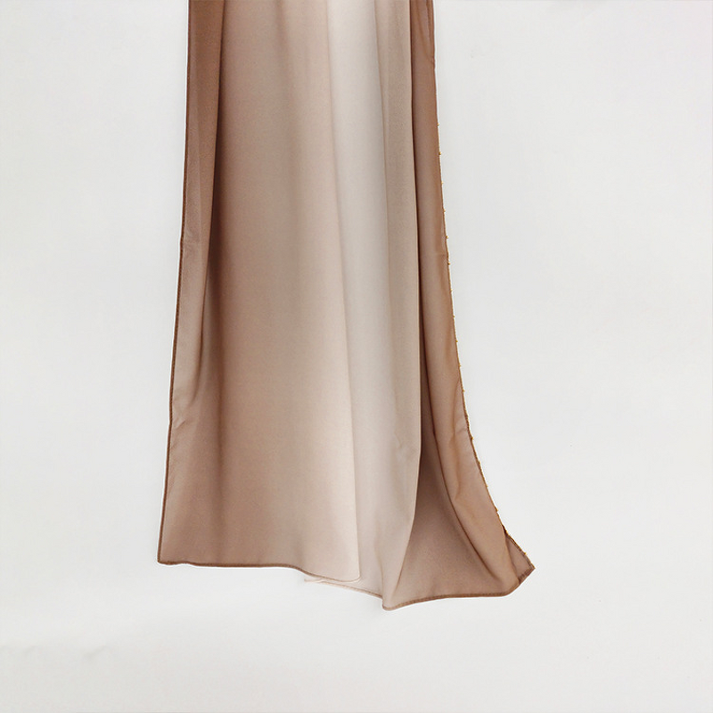 Pearl Chiffon Scarf Factory - OEM Metal Bead Chain Ombre Party Hijab