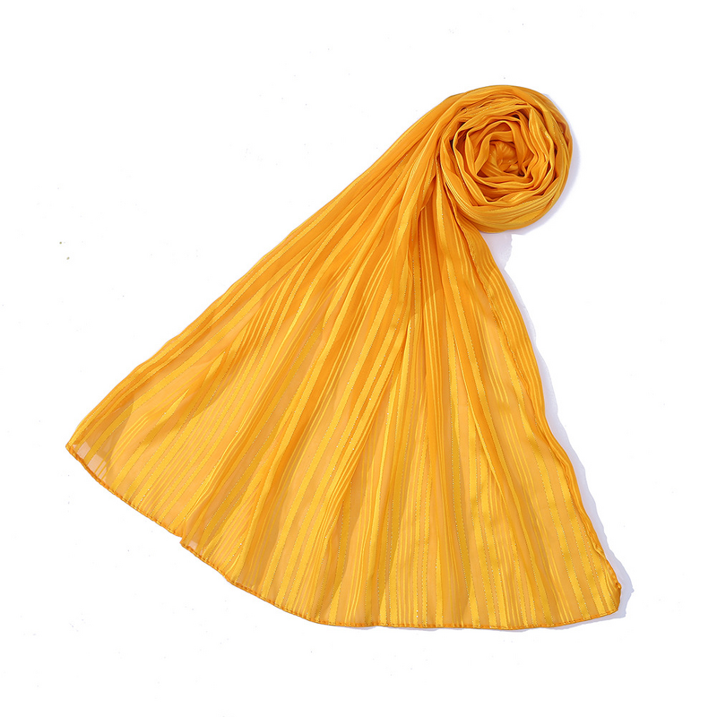 Glitter Chiffon Hijab Manufacturer - OEM Shiny Gold Sequins Stripe Scarf