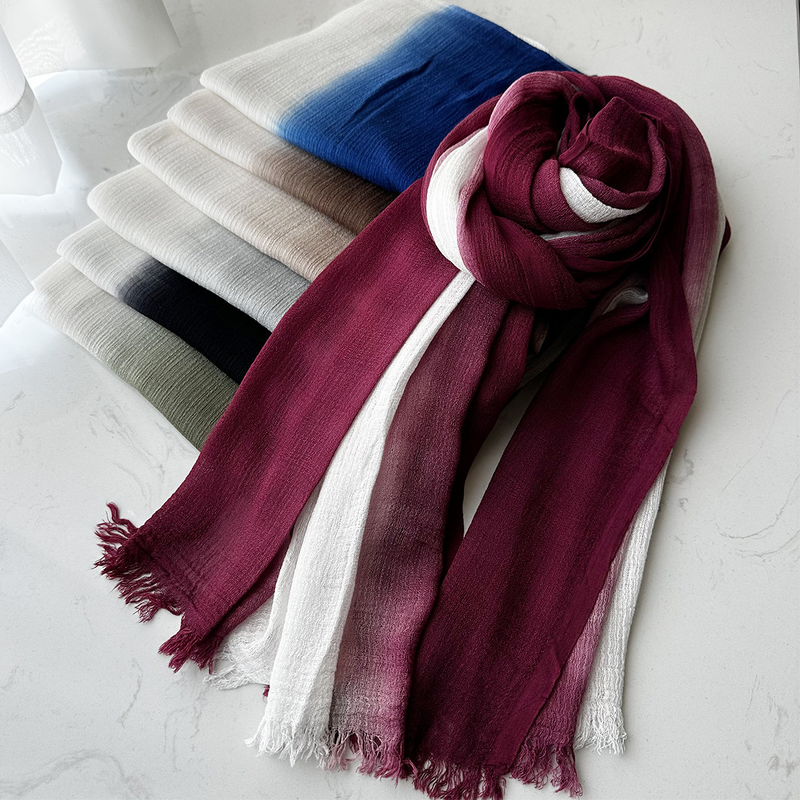 Wrinkle Hijab Manufacturer - Wholesale Dirty Dyed Ombre Tassels Shawl