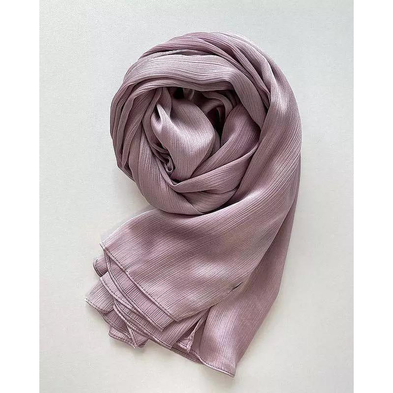 Satin Crepe Scarf Supplier - Wholesale Plain Stripe Wrinkled Veil
