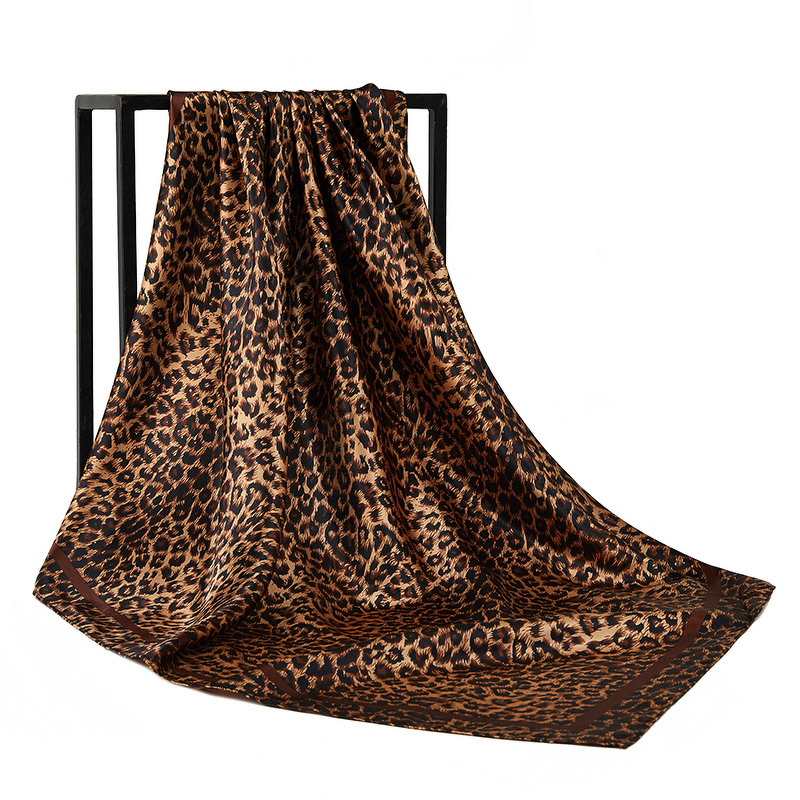 Satin Scarf Factory - OEM 90x90cm Leopard Print Square Headscarf