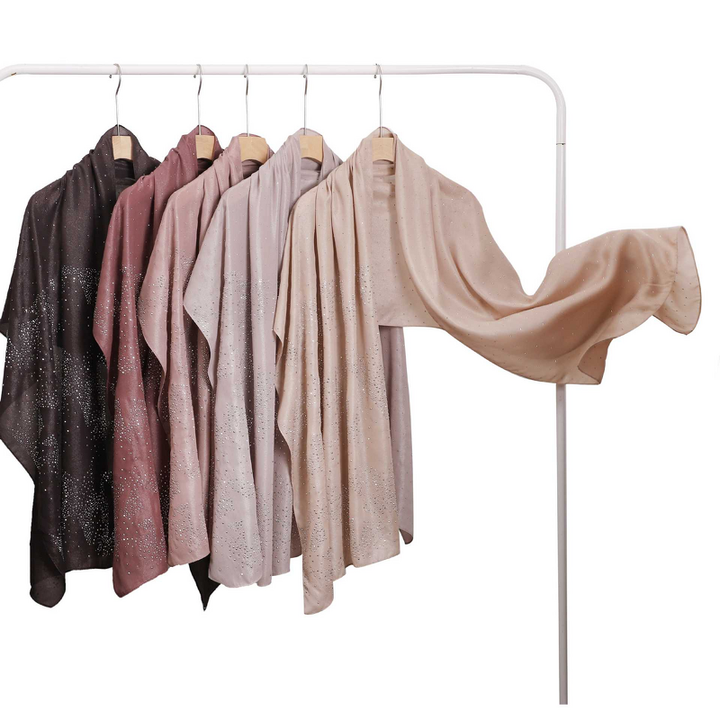 Rhinestone Chiffon Scarf Factory - OEM Heavy Craft Full Starry Shawl