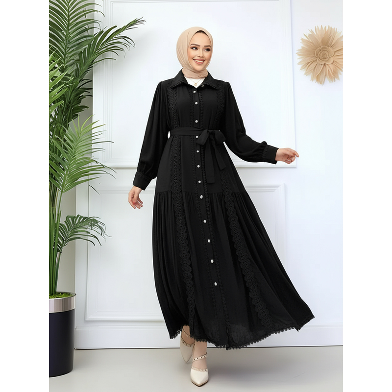 Amirah Maxi Dress Manufacturer - Bulk Waist-Hugging Flared Lace Dress