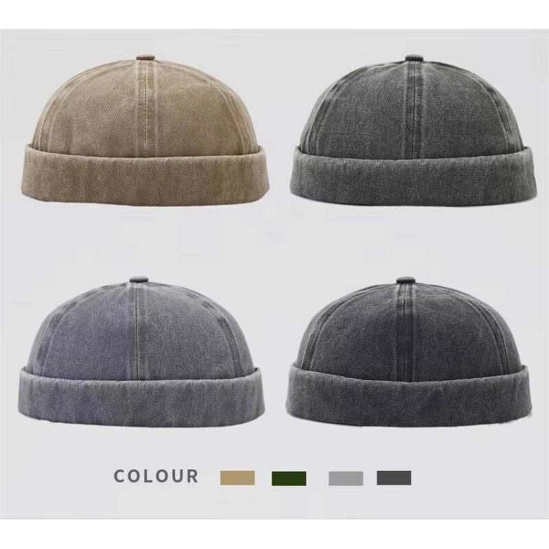 Corduroy Brimless Cap Manufacturer - Custom Woven Label Patch Cotton Skull Caps New Vintage