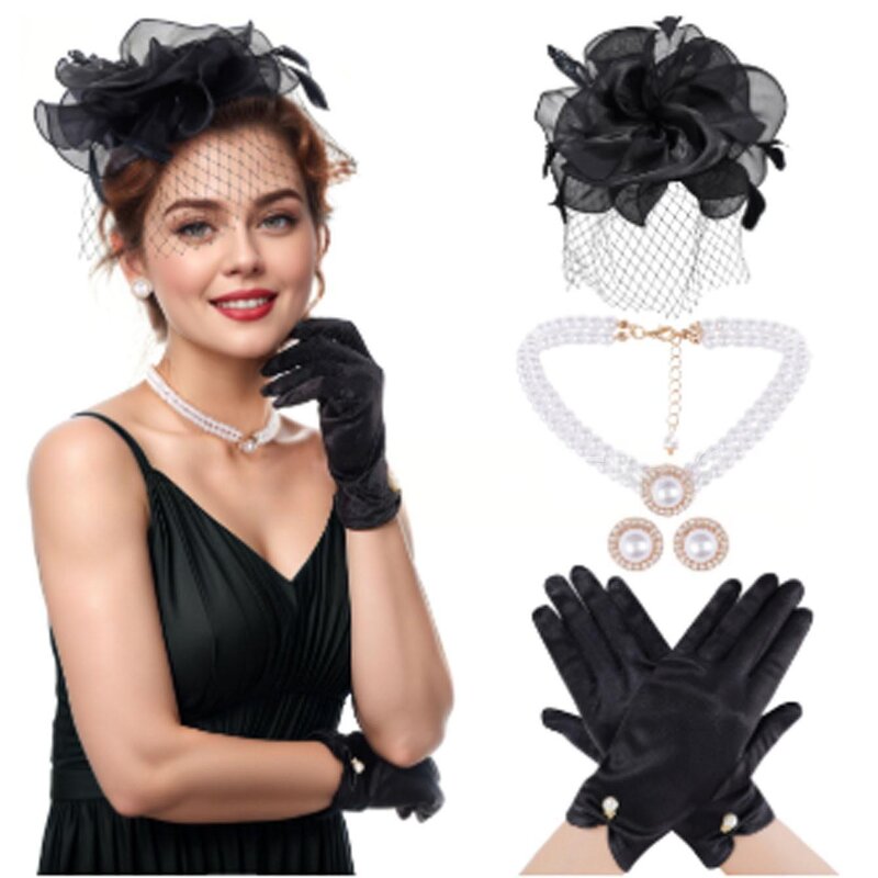 Mesh Headpiece Supplier - High Quality Photography Flower Hair Accessories Race Feather