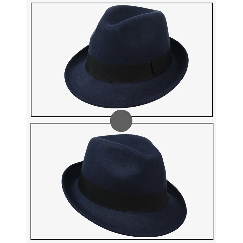 England Jazz Hat Manufacturer - Autumn and Spring New Pure Color Wool Retro Fedora Promotional