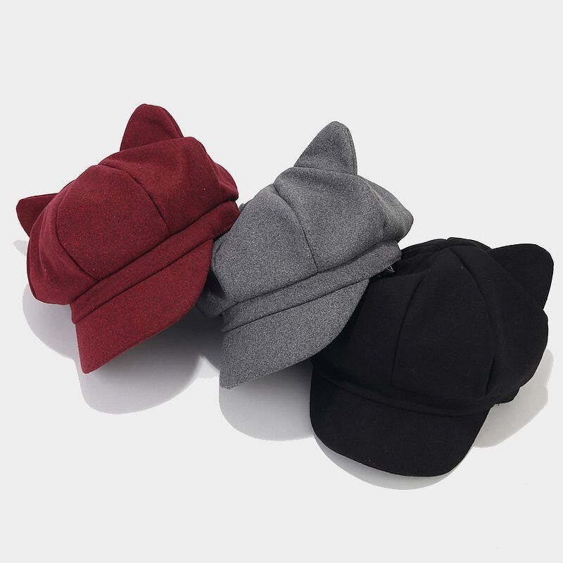 Christmas Beret Supplier - OEM/ODM Charming Korean Style Red Wool Blend Soft Warm Bow Decor