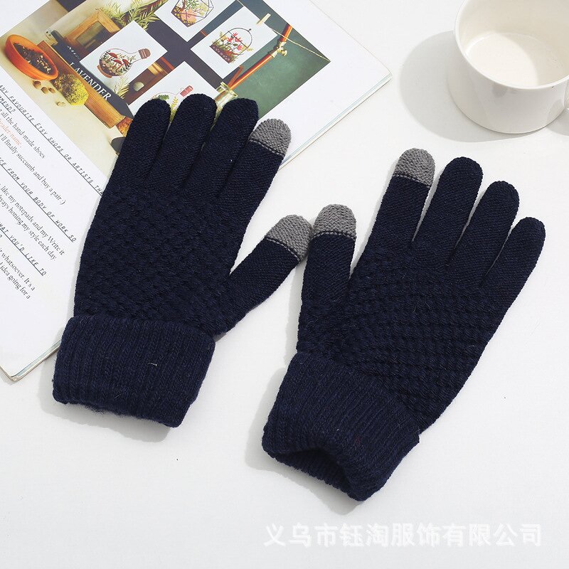 Solid Color Winter Gloves Supplier - Wholesale New Fashion Unisex Warm Plush Knit Fingerless Adult