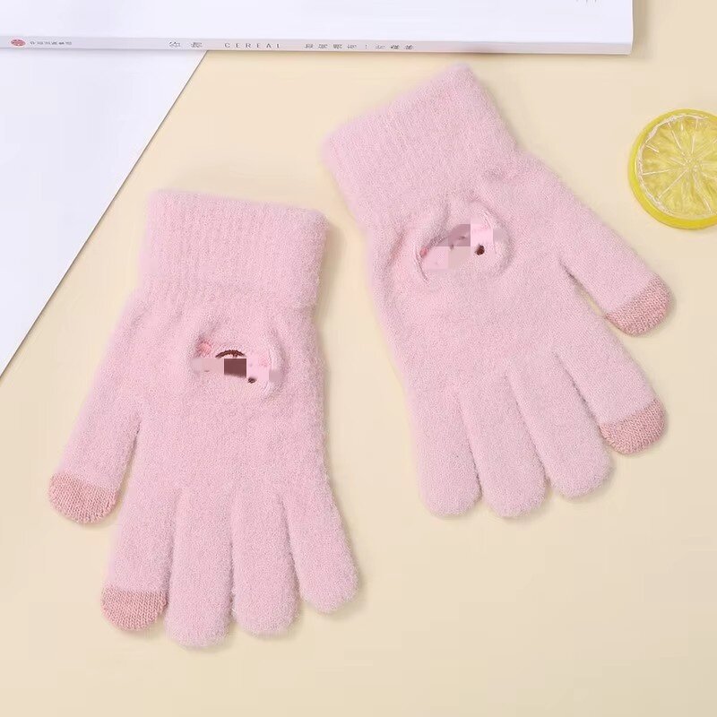 Five-Finger Cycling Gloves Factory - Solid Color Autumn Winter Men and Women Warm Plus Velvet Thick