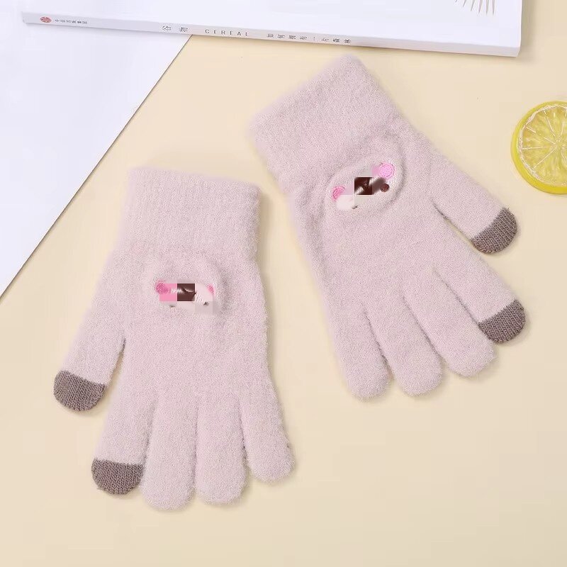 Five-Finger Cycling Gloves Factory - Solid Color Autumn Winter Men and Women Warm Plus Velvet Thick