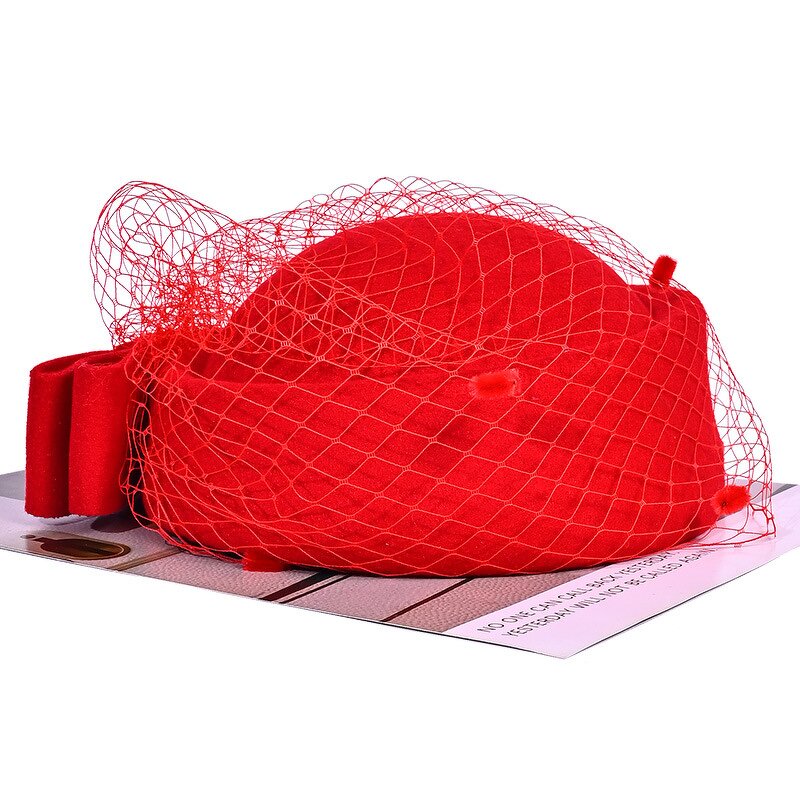 Stewardess Fedora Hat Factory - OEM/ODM High-End Elegant Autumn Winter Korean Style Bow Veil