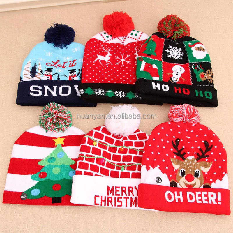 Santa Knitted Hat Factory - Wholesale Premium Boy Long Print Beanie Adult Wool Children