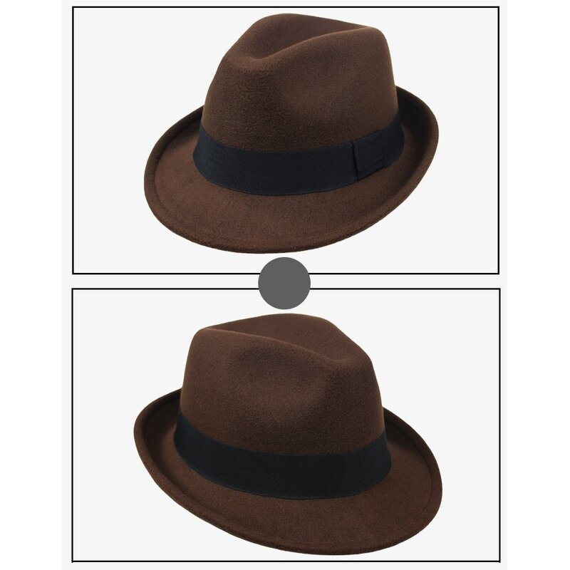 England Jazz Hat Manufacturer - Autumn and Spring New Pure Color Wool Retro Fedora Promotional