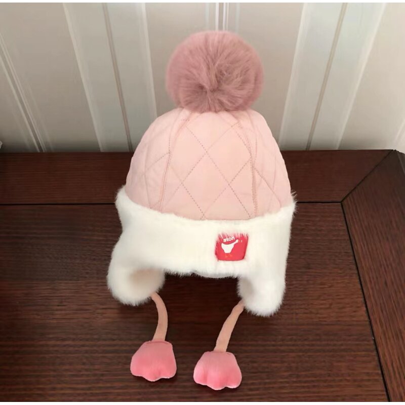 Baby Cap Supplier - Wholesale Winter Cartoon Ear Protection Cute Pompom Warm Windproof